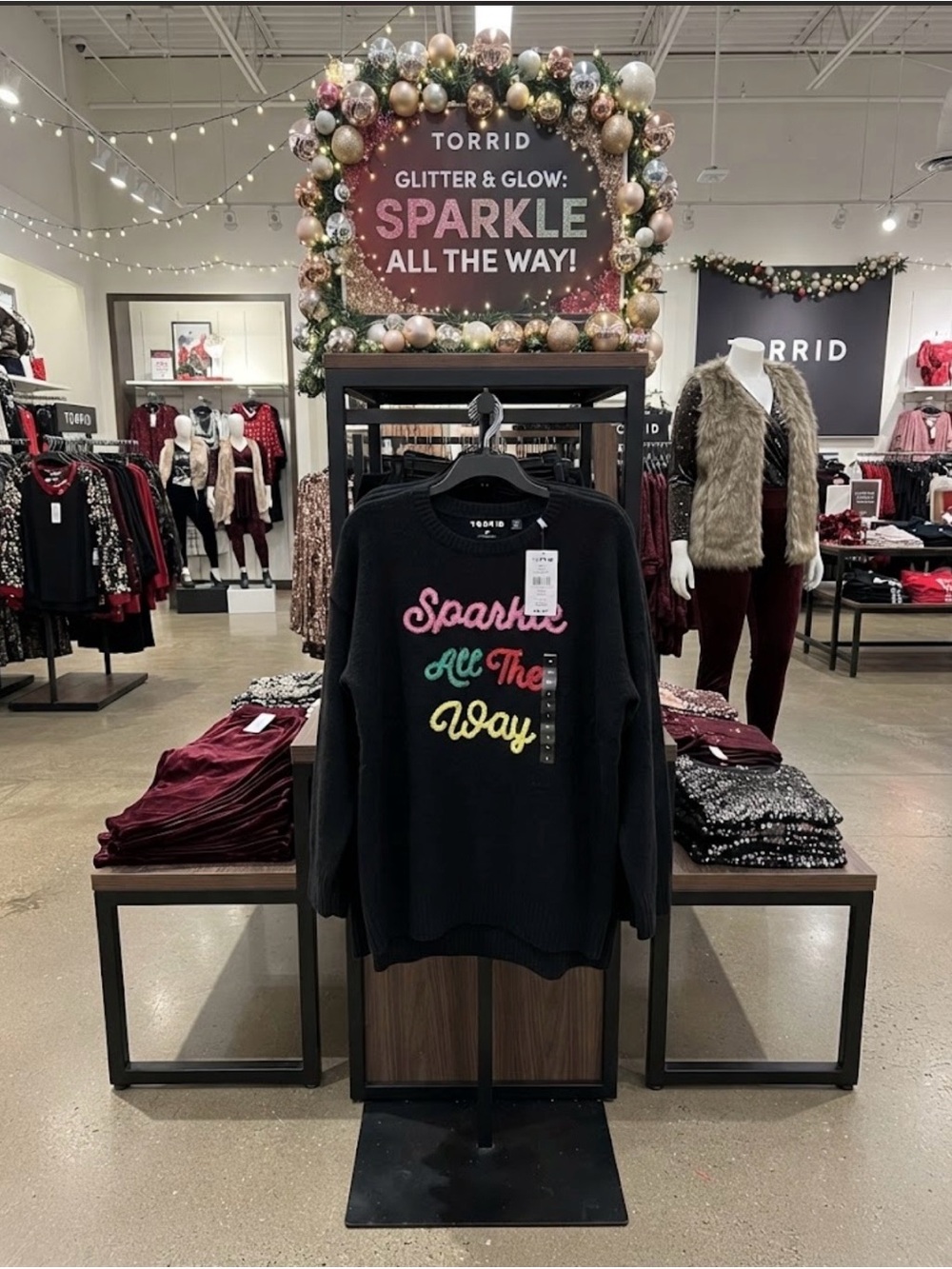 torrid NWT Black Crewneck Sweater with Multicolor Script